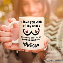 Carregar imagem no visualizador da galeria, Love Bigger Than My Heart Personalized Mug, Funny Gift For Him With Custom Name