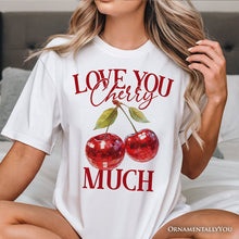 Carregar imagem no visualizador da galeria, Love You Cherry Much T-Shirt, Retro Disco White Tee for Fun Women