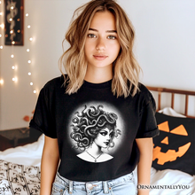 Carregar imagem no visualizador da galeria, Medusa Spooky Portrait T-Shirt, Horror Villain Theme Halloween Tee