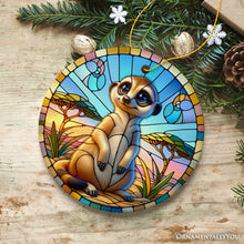 Carregar imagem no visualizador da galeria, Meerkat Marvels Stained Glass Style Ceramic Ornament, Safari Animals Christmas Gift and Decor