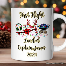 Carregar imagem no visualizador da galeria, Personalized Mug Airplane Pilot Buffalo Plaid Christmas, Flight Aircraft Crew Gift Holiday Decoration
