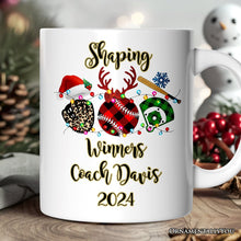Carregar imagem no visualizador da galeria, Personalized Mug Baseball Buffalo Plaid Christmas, Team and Coaches Gift