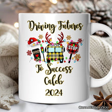 Carregar imagem no visualizador da galeria, Personalized Mug School Bus Driver Buffalo Plaid Christmas Gift