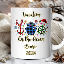 Carregar imagem no visualizador da galeria, Personalized Mug Cruise Vacation Buffalo Plaid Christmas Gift