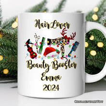Carregar imagem no visualizador da galeria, Personalized Mug Hair Stylist Buffalo Plaid Christmas, Hair Hustler Gift