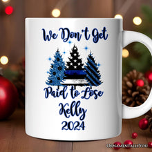 Carregar imagem no visualizador da galeria, Personalized Mug Police Officer Back The Blue Christmas Trees, Retirement Gift
