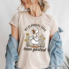 Carregar imagem no visualizador da galeria, My Flabbers Have Been Gasted Goose T-Shirt, White and Natural Funny Tee for Humorous Women