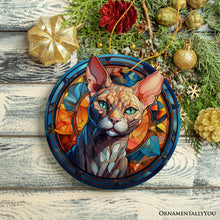 Carregar imagem no visualizador da galeria, Mystical Feline Bewitching Cat Stained Glass Style Ceramic Ornament, Halloween Themed Christmas Gift and Decor