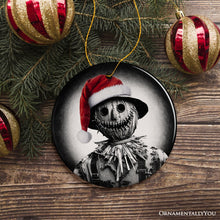 Carregar imagem no visualizador da galeria, Nightmarish Scarecrow with Santa Hat Ornament, Gift For Unique Halloween Tree Christmas Decor