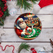 Carregar imagem no visualizador da galeria, North Pole Poker Night Santa Claus at the Casino Christmas Ornament, High Roller Holiday Decor