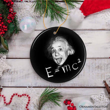 Carregar imagem no visualizador da galeria, Physics Genius Albert Einstein Ceramic Ornament, Famous Equation E=mc² Keepsake and Decor