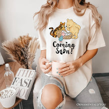 Carregar imagem no visualizador da galeria, Pregnancy Announcement With Pooh & Tiger T-Shirt, Coming Soon Tee for Expecting Moms