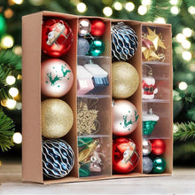 Carregar imagem no visualizador da galeria, Premium Christmas Ornament Eclectic Bundle Set, 60 Glitter Filled Baubles, Homes, Star Charms