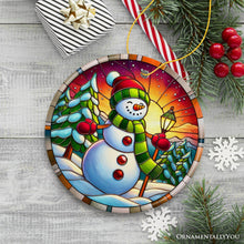 Carregar imagem no visualizador da galeria, Radiant Sunset Glow Snowman Ornament, Frosty Guardian for Holiday Cheer Gift and Decor