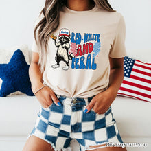 Carregar imagem no visualizador da galeria, Red, White & Feral Raccoon T-Shirt, Wild Patriot American Tee