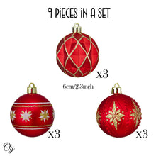 Carregar imagem no visualizador da galeria, Red and Gold Unique Shatterproof Ornament Bauble Set