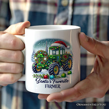 Carregar imagem no visualizador da galeria, Santa's Favorite Farmer Personalized Mug, Christmas Green Tractor Gift with Custom Name