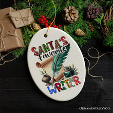 Load image into Gallery viewer, Santa's Favorite Writer Ornament, Christmas Appreciation Gift for Author