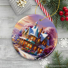 Load image into Gallery viewer, Serene Snowy House Painting Christmas Ornament, Tranquil Winter Wonderland Decoration Keepsake