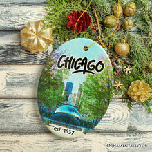 Load image into Gallery viewer, Simply Unique Chicago Christmas Ornament, Ceramic Keepsake Souvenir Gift
