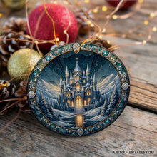 Load image into Gallery viewer, Stunning Castle Stained Glass Style Ceramic Ornament, Christmas Gift and Decor