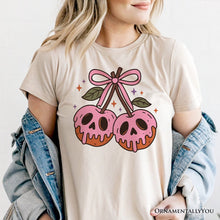 Carregar imagem no visualizador da galeria, Sweet and Spooky Poison Cherries Halloween T-Shirt, Coquette Skulls Tee