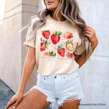 Carregar imagem no visualizador da galeria, Taste and See That The Lord is Good Strawberry T-Shirt, White and Natural Christian Faith Tee