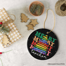 Carregar imagem no visualizador da galeria, Teacher's Colorful Crayon Christmas Tree Ornament, Fun and Festive Educator Gift