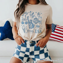 Load image into Gallery viewer, USA Liberty Retro Coquette T-Shirt, 1776 Patriotic 4th of July Tee