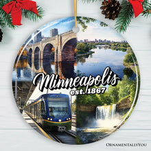 Carregar imagem no visualizador da galeria, Vibrant Minneapolis Cultural Ornament, Minnesota Twin Cities Urban Heritage Christmas Souvenir