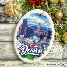 Carregar imagem no visualizador da galeria, Vibrant Watercolor Art Denver Ornament, Colorado Souvenir