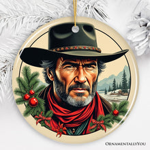 Carregar imagem no visualizador da galeria, Wild West Gritty Holiday Christmas Ornament, Vintage Western Legend Clint Eastwood Gift
