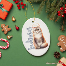 Carregar imagem no visualizador da galeria, Wingless Angels with Whiskers Quote Ornament, Pet Cat Christmas Memorial Gift