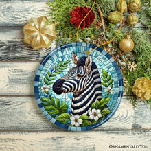 Carregar imagem no visualizador da galeria, Zebra Stripes Safari Stained Glass Style Ceramic Ornament, African Animals Christmas Gift and Decor