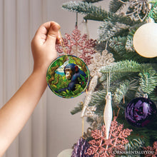 Carregar imagem no visualizador da galeria, A Primate Safari Chimpanzee Stained Glass Style Ceramic Ornament, African Animals Christmas Gift and Decor