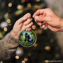 Carregar imagem no visualizador da galeria, A Primate Safari Gorilla Stained Glass Style Ceramic Ornament, African Animals Christmas Gift and Decor