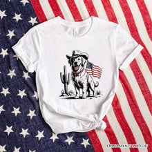 Load image into Gallery viewer, American Cowboy Dog T-Shirt, Western 4th of July Tee for Pet Lovers