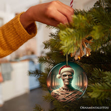 Load image into Gallery viewer, Ancient Mummy with Santa Hat Ornament, Enigmatic Holiday Gift for Horror Enthusiasts