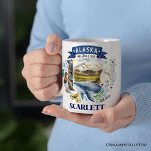 Load image into Gallery viewer, Artistic Alaska State Themes and Landmarks Personalized Mug With Custom Name