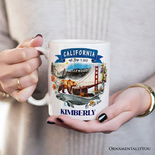 Load image into Gallery viewer, Artistic California State Themes and Landmarks Personalized Mug With Custom Name
