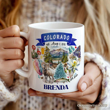 Load image into Gallery viewer, Artistic Colorado State Themes and Landmarks Personalized Mug With Custom Name