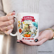 Load image into Gallery viewer, Artistic Florida State Themes and Landmarks Personalized Mug With Custom Name