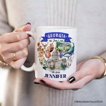 Load image into Gallery viewer, Artistic Georgia State Themes and Landmarks Personalized Mug With Custom Name