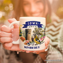 Load image into Gallery viewer, Artistic Iowa State Themes and Landmarks Personalized Mug With Custom Name