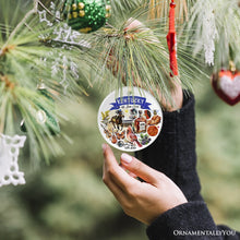 Load image into Gallery viewer, Artistic Kentucky State Themes and Landmarks Christmas Ornament