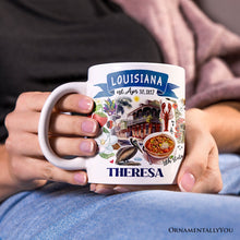 Carregar imagem no visualizador da galeria, Artistic Louisiana State Themes and Landmarks Personalized Mug With Custom Name
