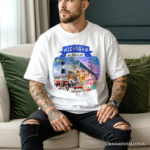 Carregar imagem no visualizador da galeria, Artistic Michigan State Themes and Landmarks T-Shirt, Tee for History and Travel Lovers