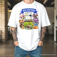 Load image into Gallery viewer, Artistic New Hampshire State Themes and Landmarks T-Shirt, Tee for History and Travel Lovers
