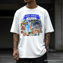 Load image into Gallery viewer, Artistic New Jersey State Themes and Landmarks T-Shirt, Tee for History and Travel Lovers
