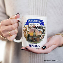 Carregar imagem no visualizador da galeria, Artistic Pennsylvania State Themes and Landmarks Personalized Mug With Custom Name